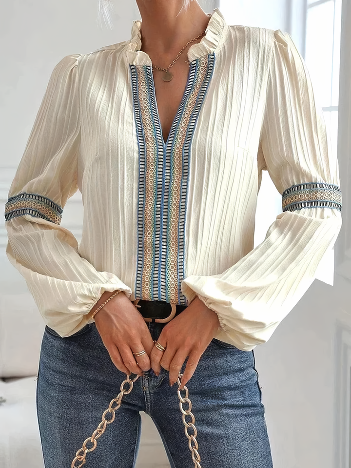 Klassieke V-hals blouse met een licht gevoel