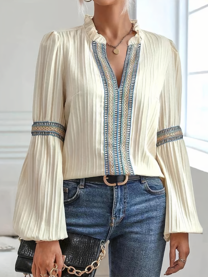 Klassieke V-hals blouse met een licht gevoel