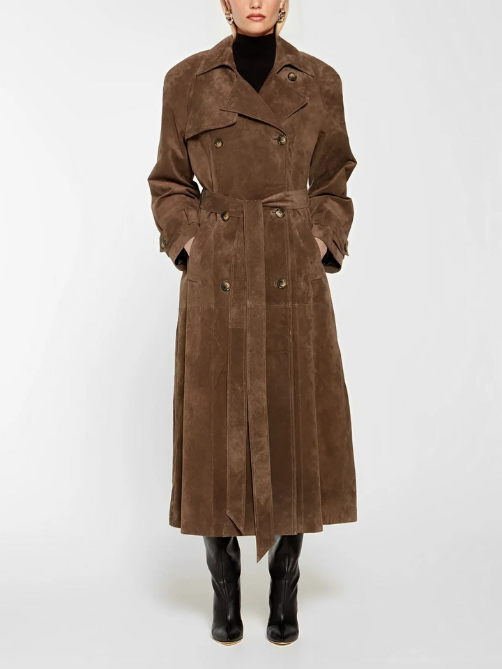 Vintage suède wrap trenchjas