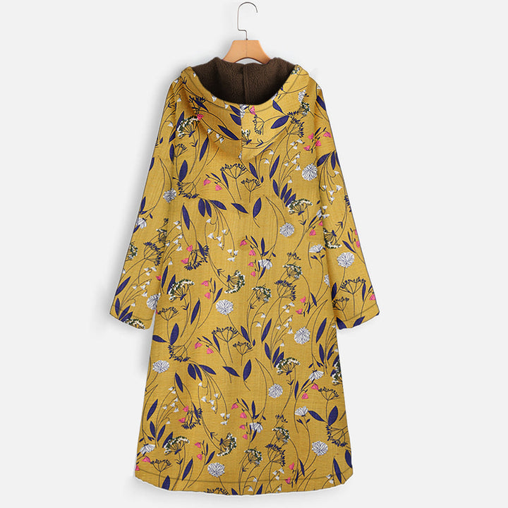 Winterjas met bloemenprint en capuchon voor dames
