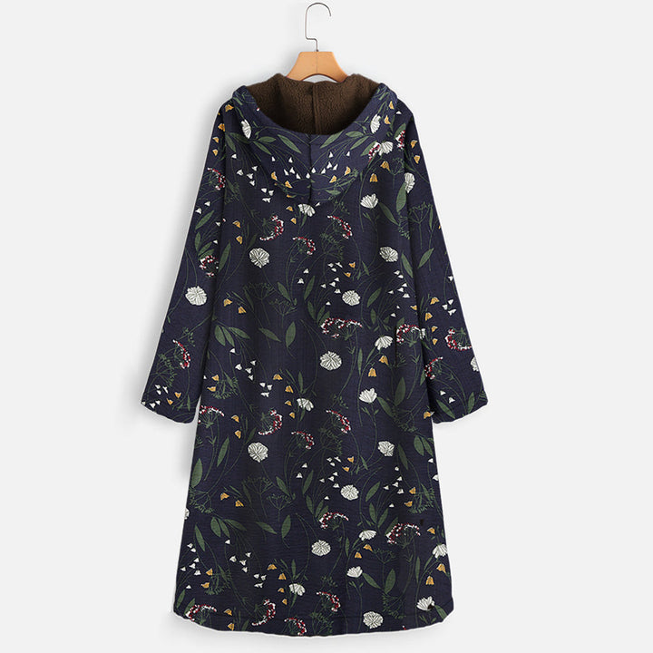 Winterjas met bloemenprint en capuchon voor dames