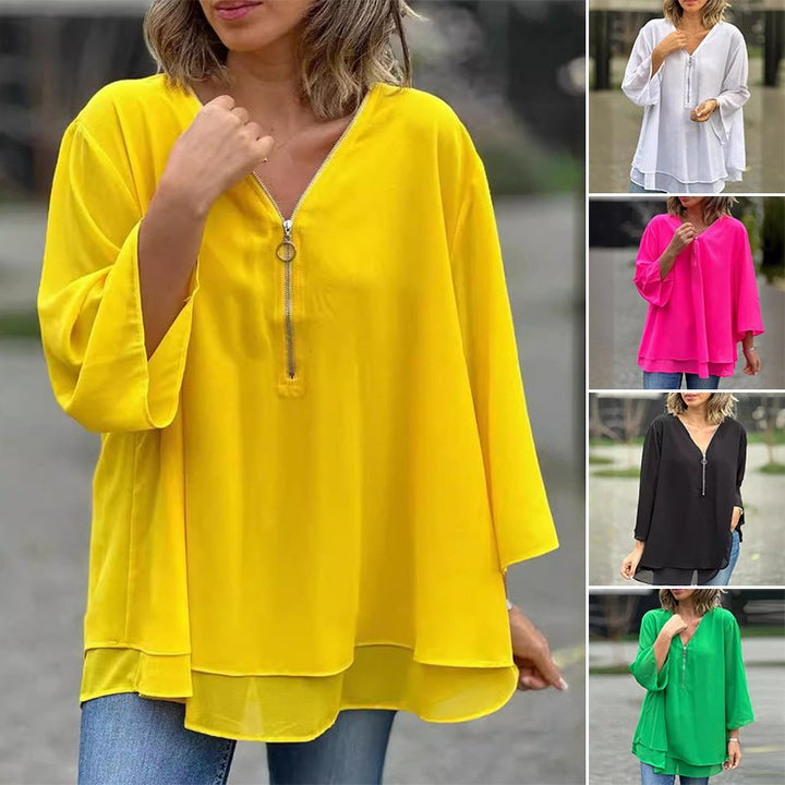 Luchtige Chiffon Blouse met Rits