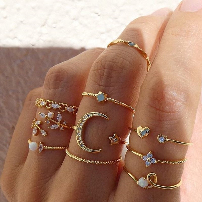 Bohemian Zilveren & Gouden Ringenset