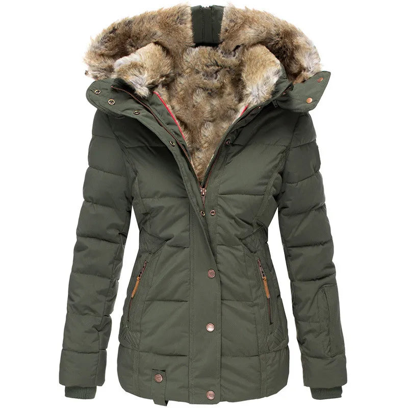 Knusse winterjas met bontvoering