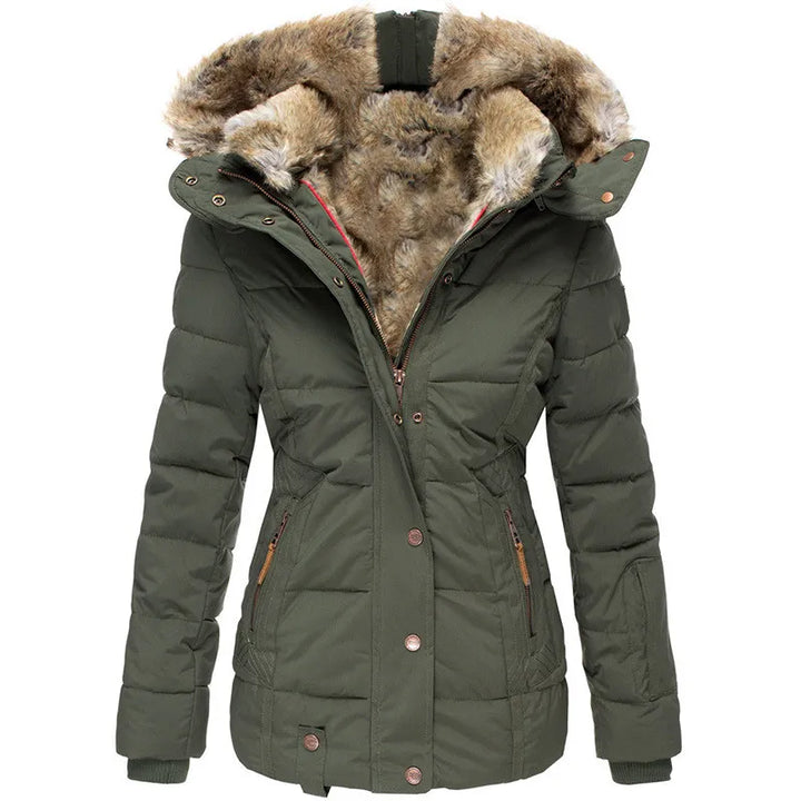 Knusse winterjas met bontvoering