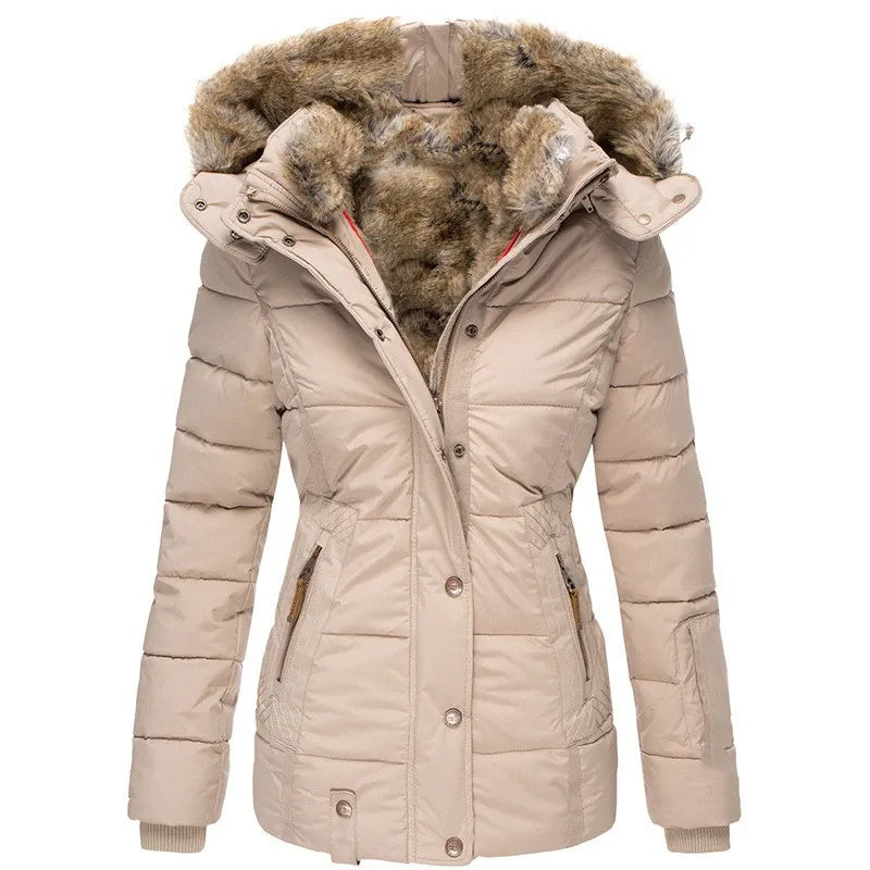 Knusse winterjas met bontvoering