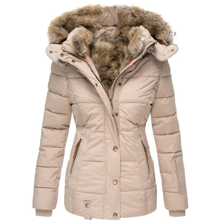 Knusse winterjas met bontvoering