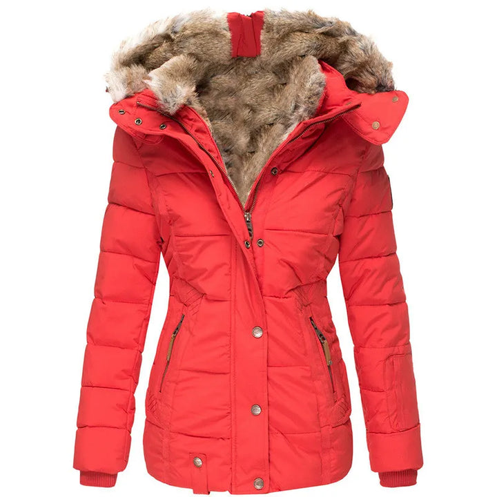 Knusse winterjas met bontvoering