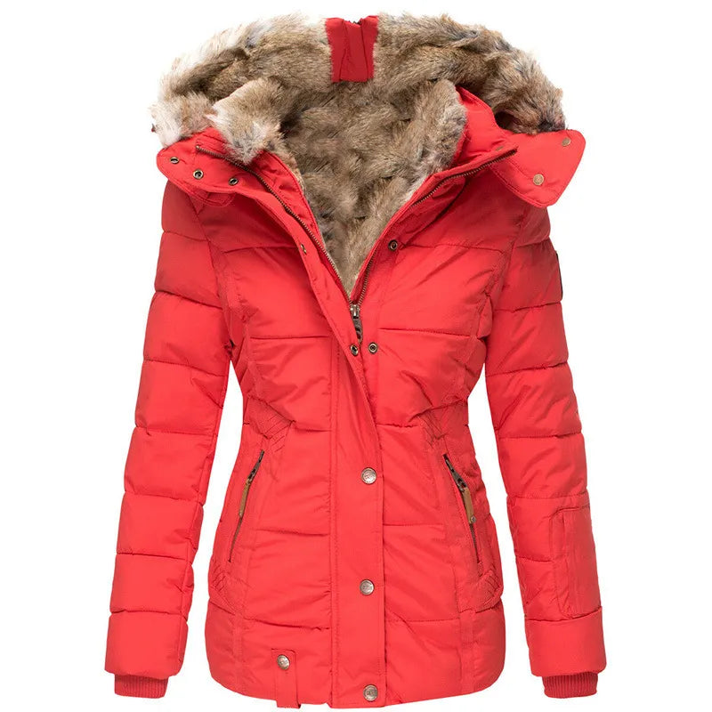 Knusse winterjas met bontvoering