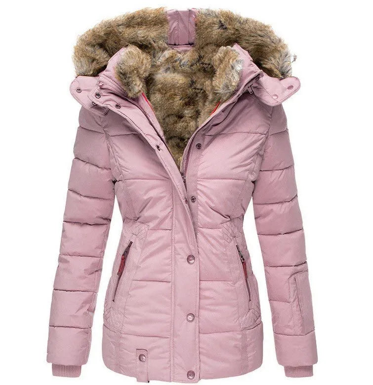 Knusse winterjas met bontvoering