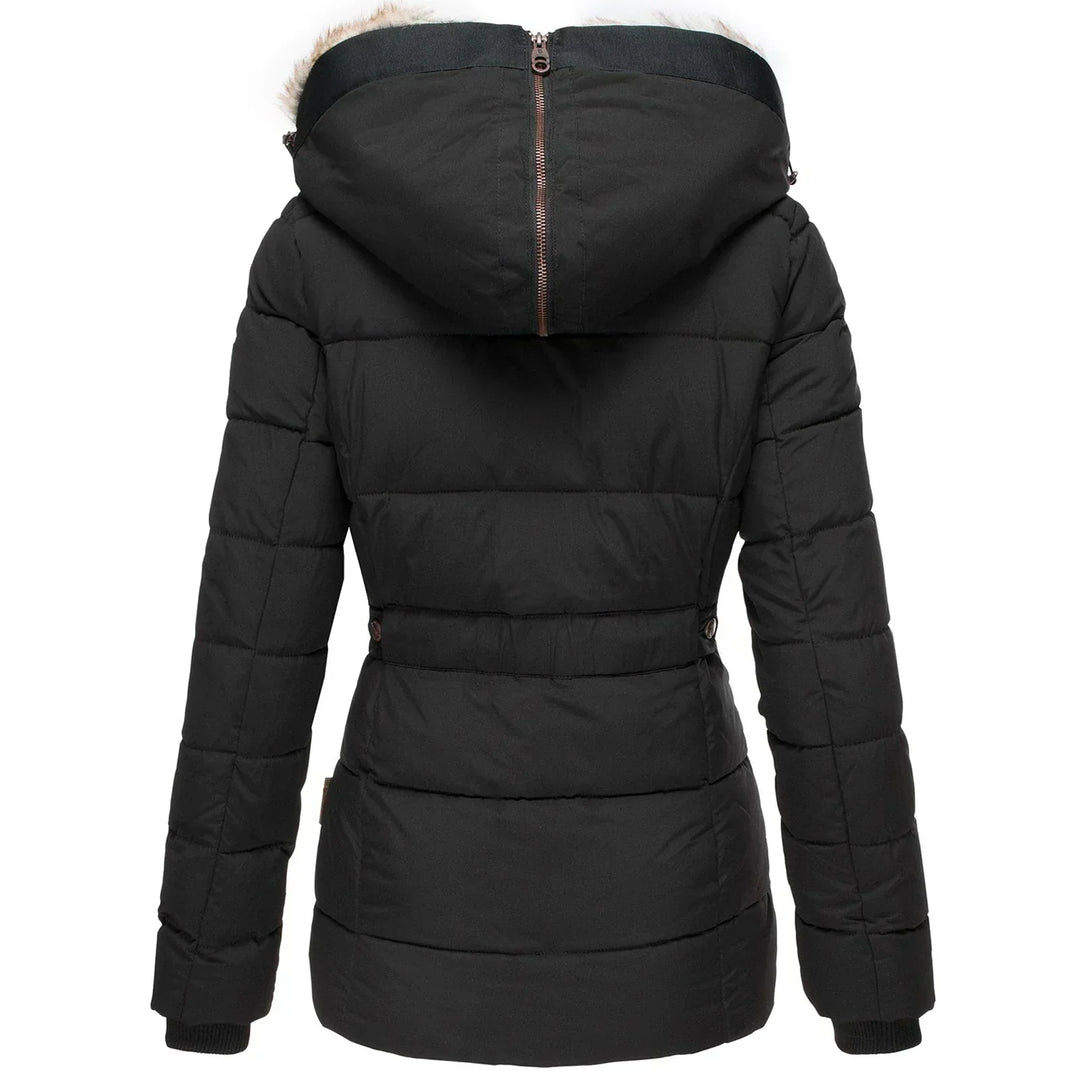 Knusse winterjas met bontvoering