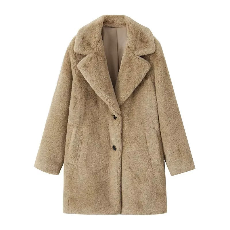 Elegante lange faux fur jas dames