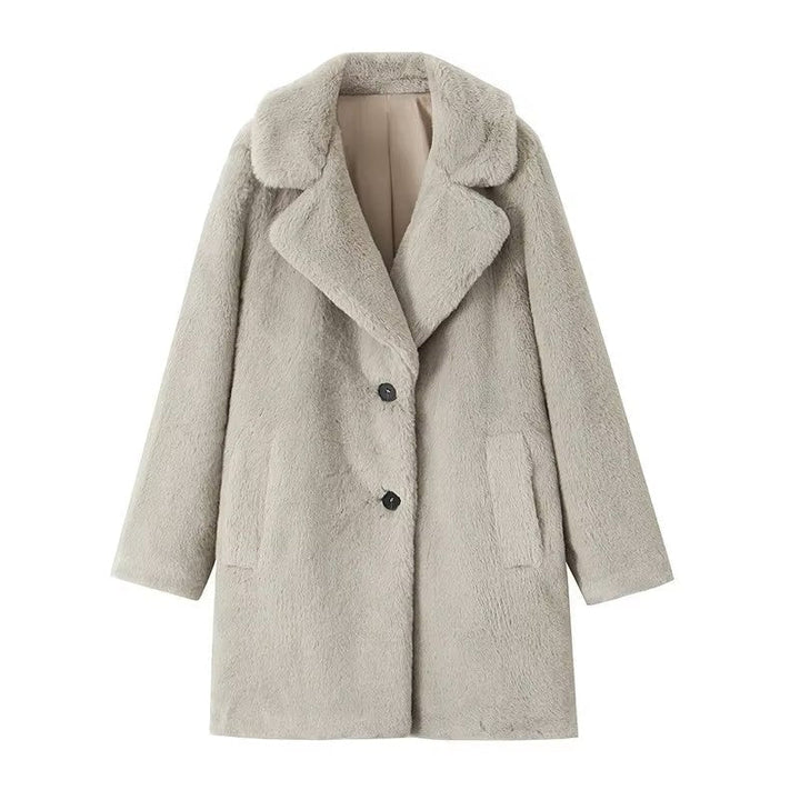 Elegante lange faux fur jas dames