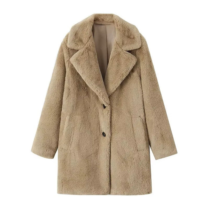 Elegante lange faux fur jas dames