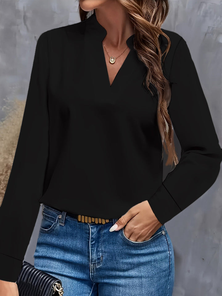 Zijdezachte Elegante V-hals Office Blouse