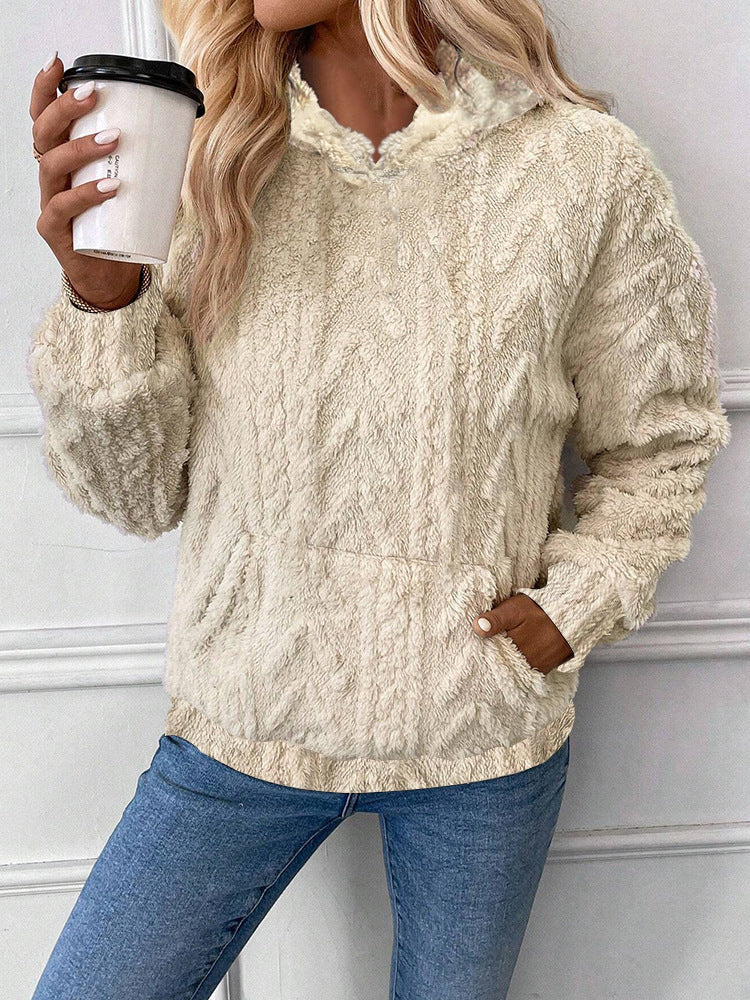 Loose Plush Sweatshirt met capuchon voor dames