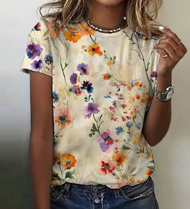 Gedrukte Bloemen Pulse Top met Soft Fit