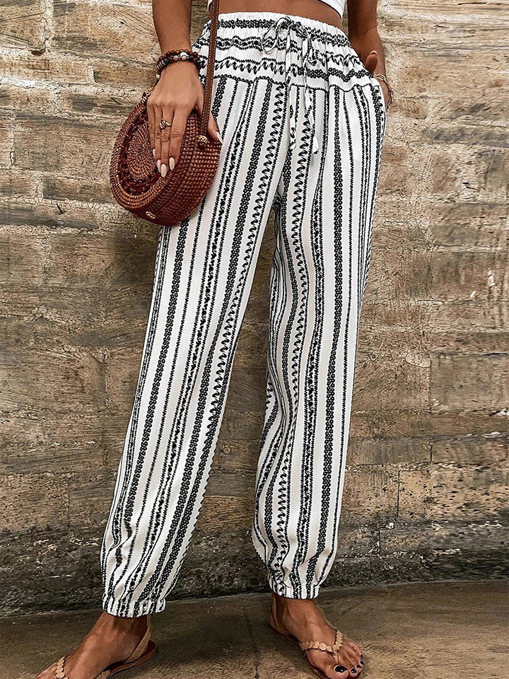 High Waist Gestreepte Broek