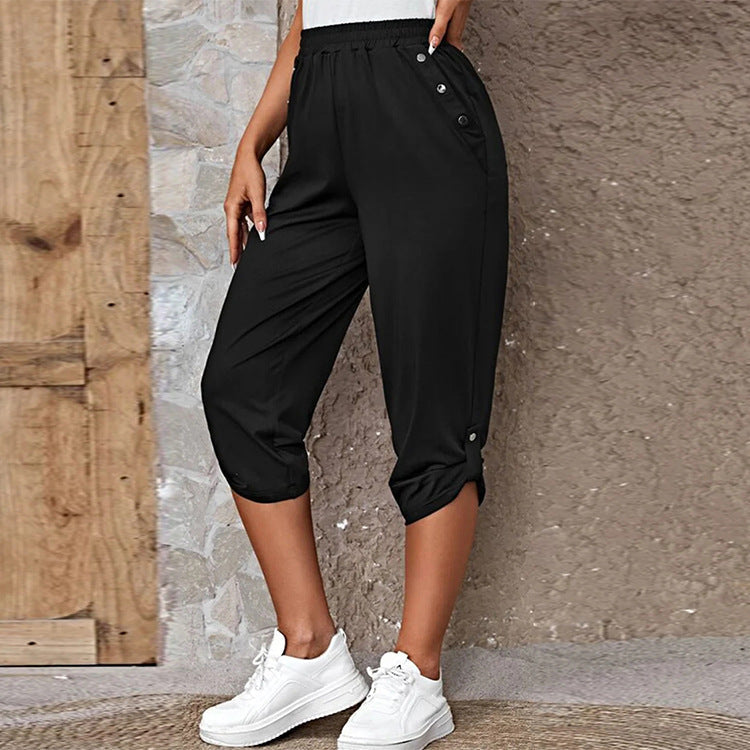 Fashion Casual Seven-Point Elastische Broek