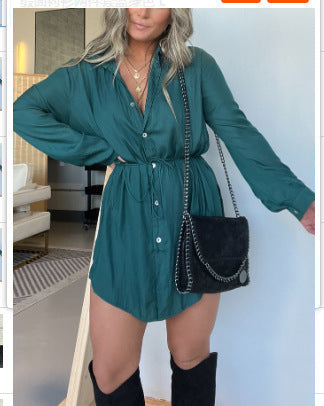 Splendid Teal Tie Waist Dress voor casual wandelingen