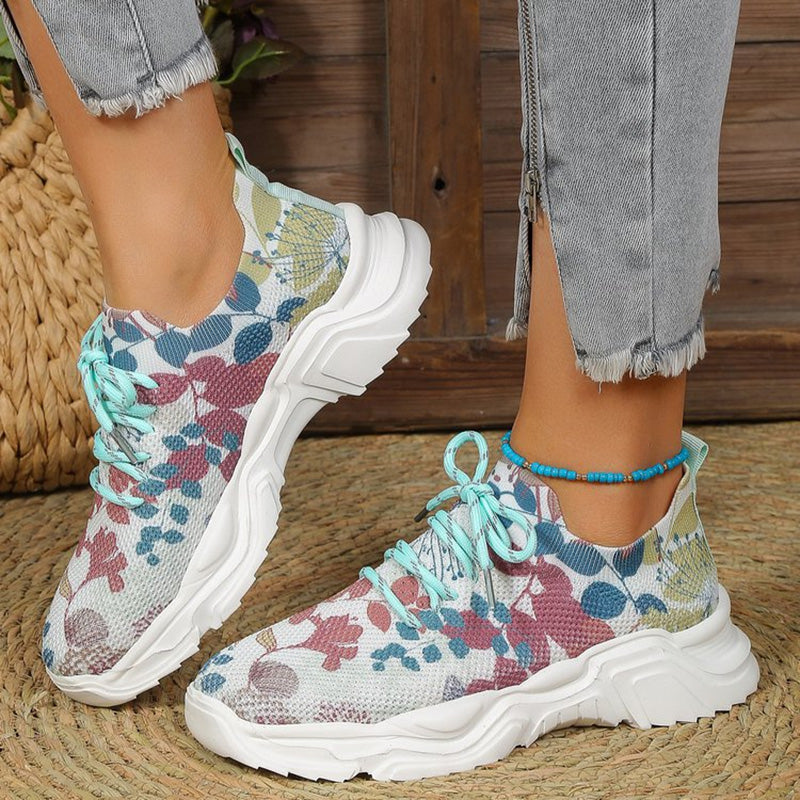Casual mesh sneakers met ergonomische zool en bloemendetails