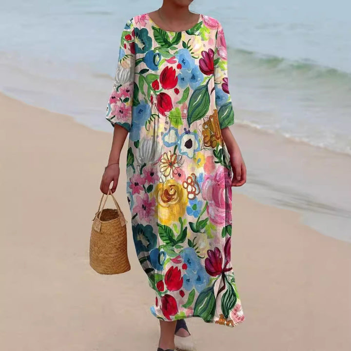 Trendy Midi-jurk met bloemenprint
