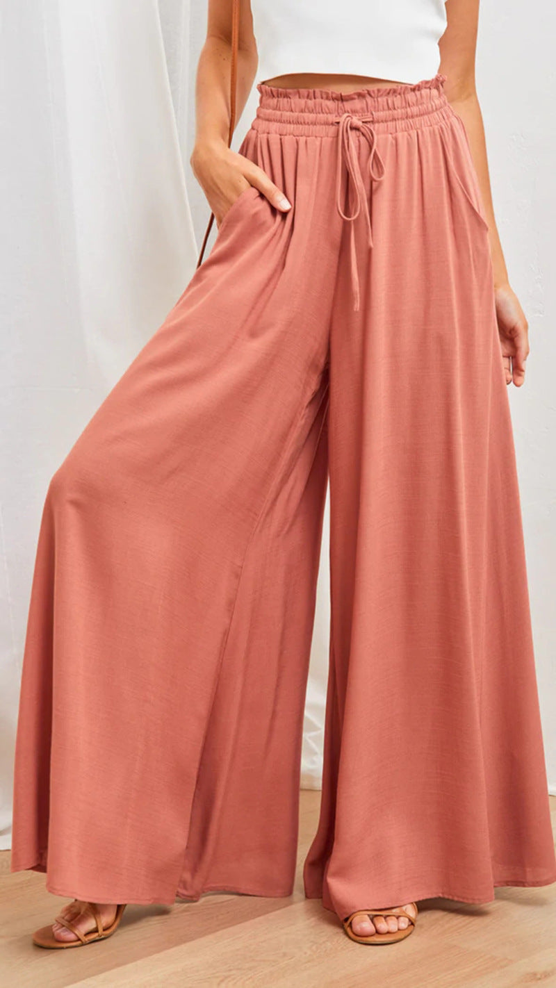 High Waist Elastische Wide-Leg Broek
