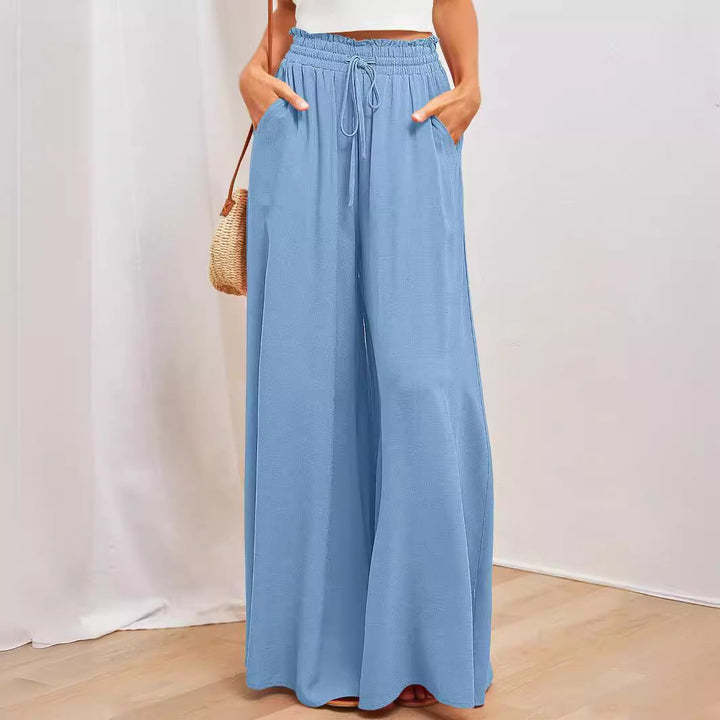 High Waist Elastische Wide-Leg Broek