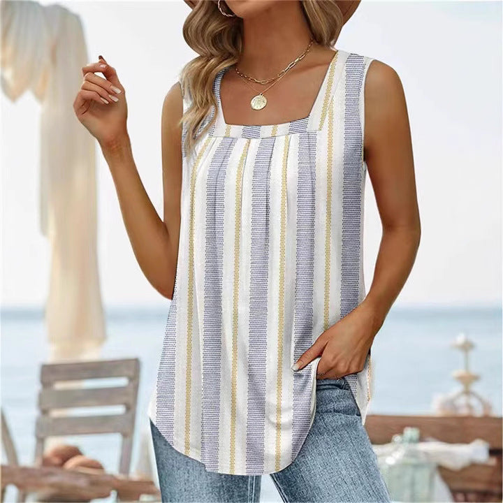 Fashion Mouwloze Top met Vierkante Hals
