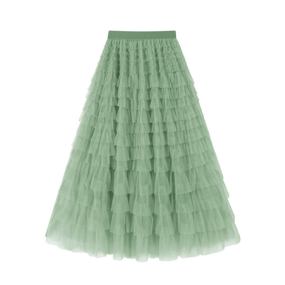 Flowy Gelaagde Mesh Midi Rok
