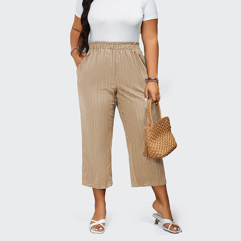 Comfortabele hoge taille gestreepte broek