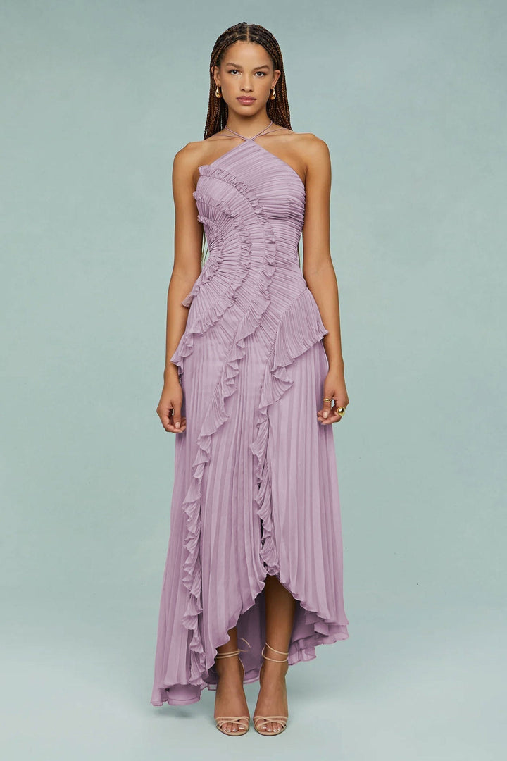 Slimming Pleated Chiffon Dress – Flowy Favoriet voor Coastal Getaways