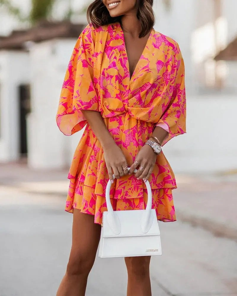 Flowy Batwing Dress met elegante V-hals