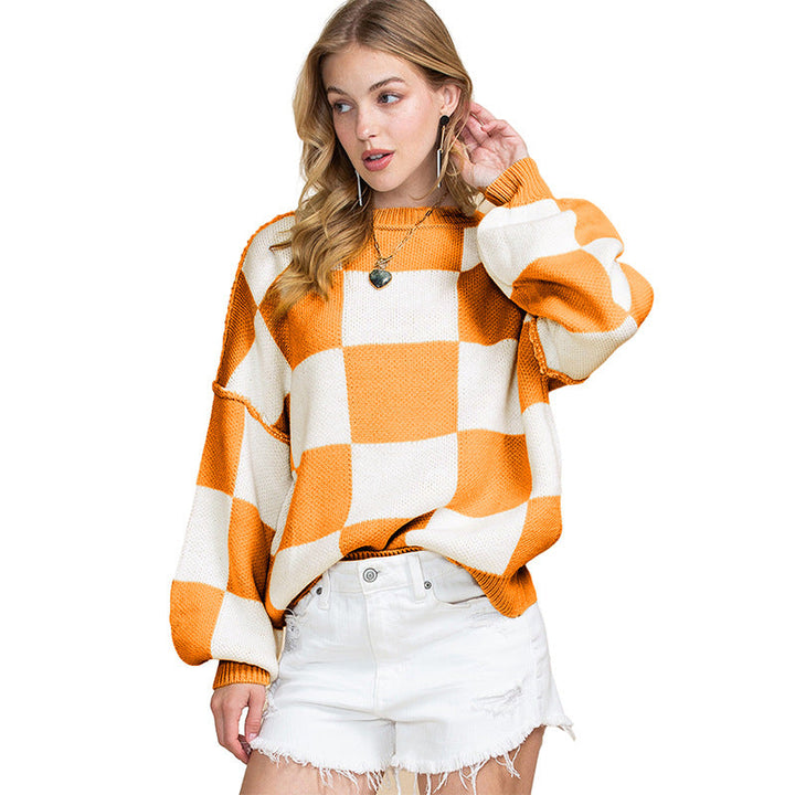 Casual Style geruite trui met contrasterende kleuren voor dames
