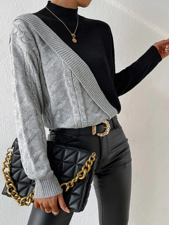Dames twisted sweater met hoge kraag