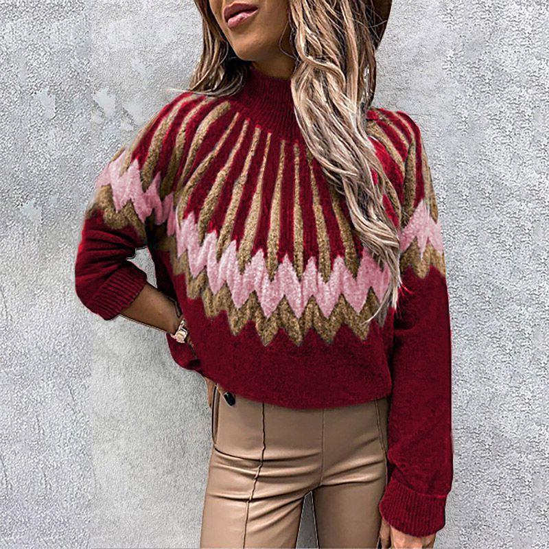 Loose Casual Knit Sweater met hoge kraag en lange mouwen