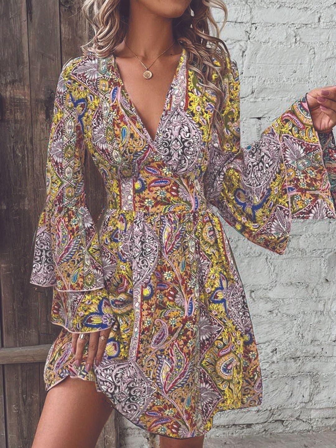 Vintage Print Flare Jurk