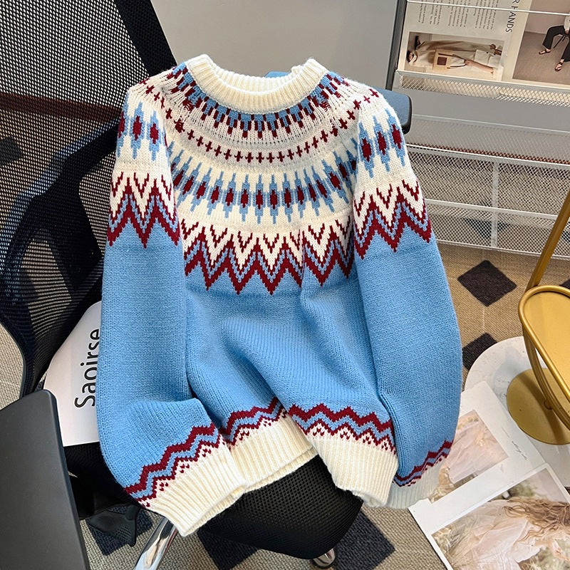 Gebreide pullover trui met Nordic Pattern