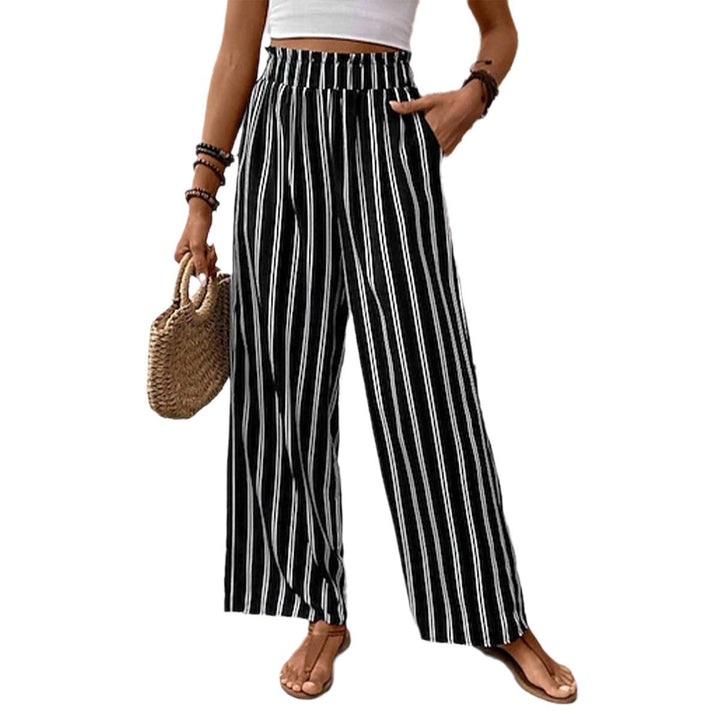 Wide-Leg Pants met gestreepte ruches