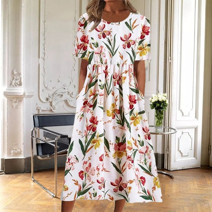 Casual lange jurk met ronde hals