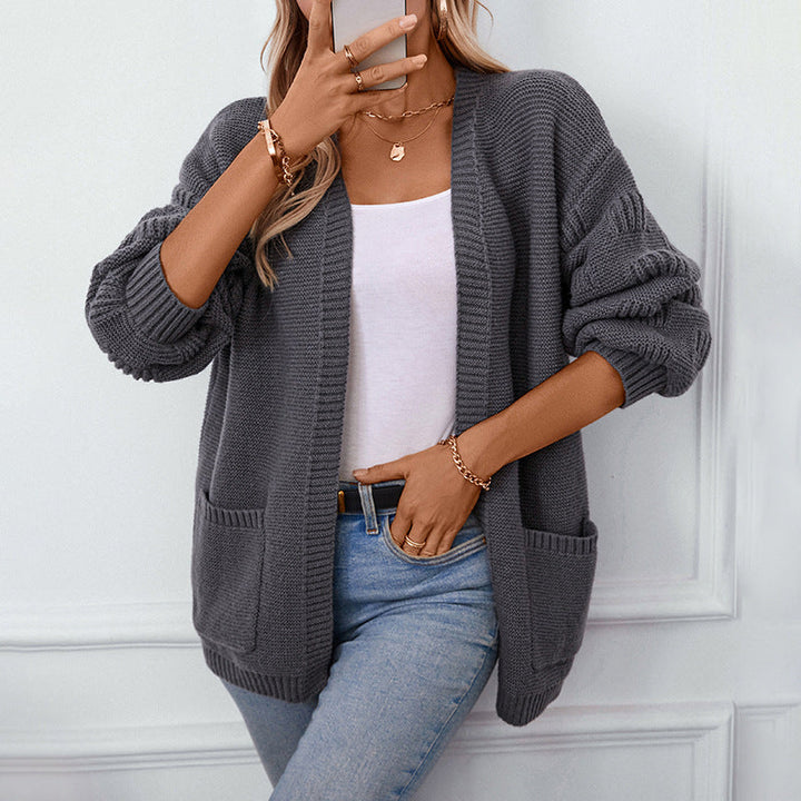 Losvallend effen casual vest met lange mouwen