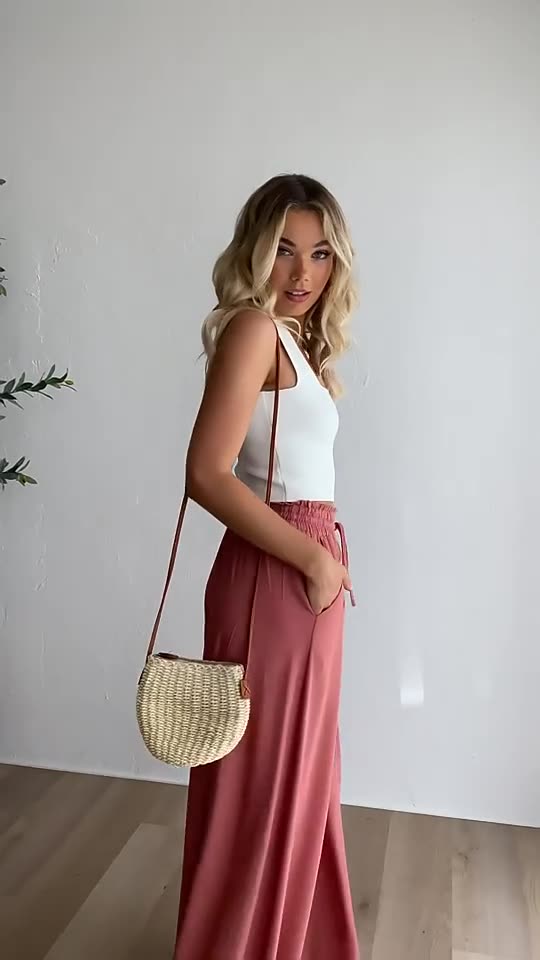 High Waist Elastische Wide-Leg Broek