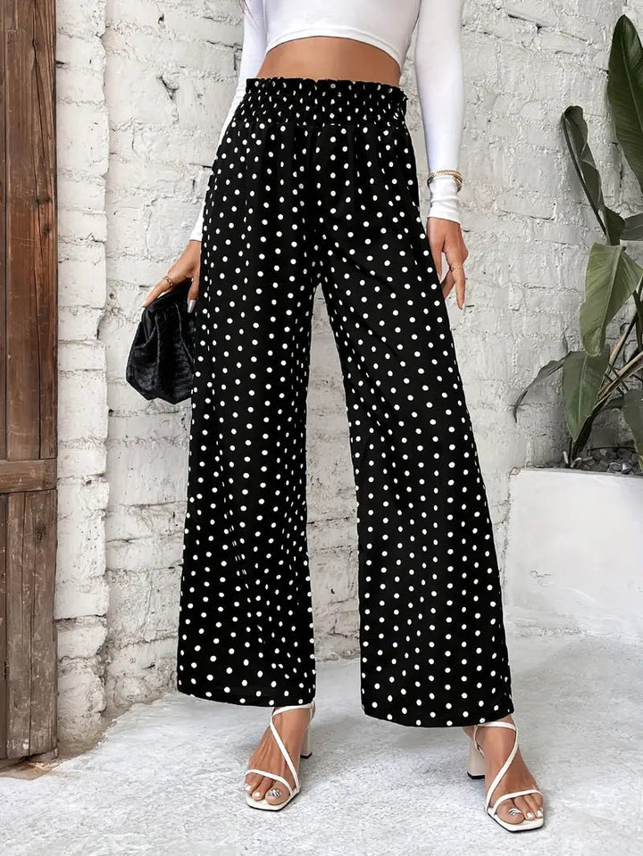Polka Dot High Waist Wide-Leg Broek