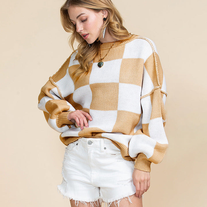 Casual Style geruite trui met contrasterende kleuren voor dames