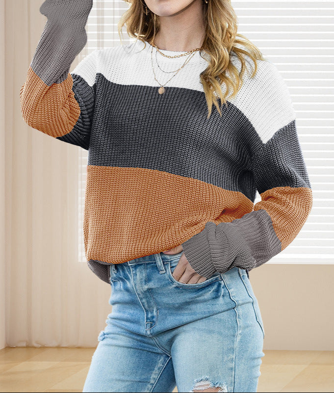 Color Block Gebreide Trui voor Dames