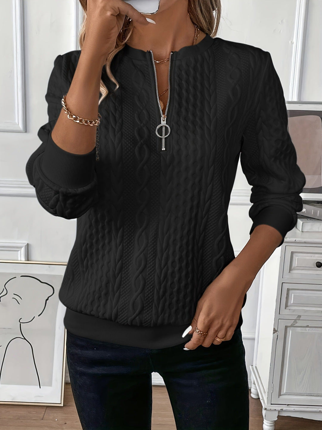 Sweatshirt met ritssluiting voor dames