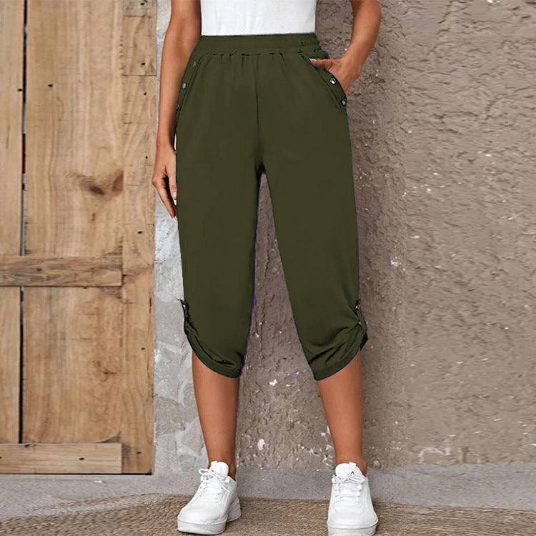 Fashion Casual Elastische Zevenpuntsbroek