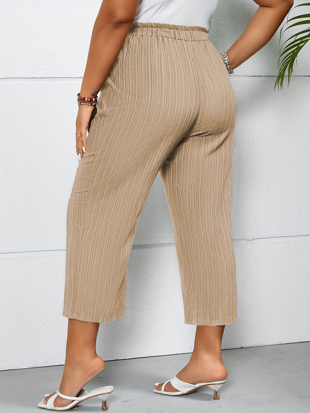 Comfortabele hoge taille gestreepte broek