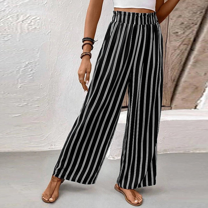 Wide-Leg Pants met gestreepte ruches