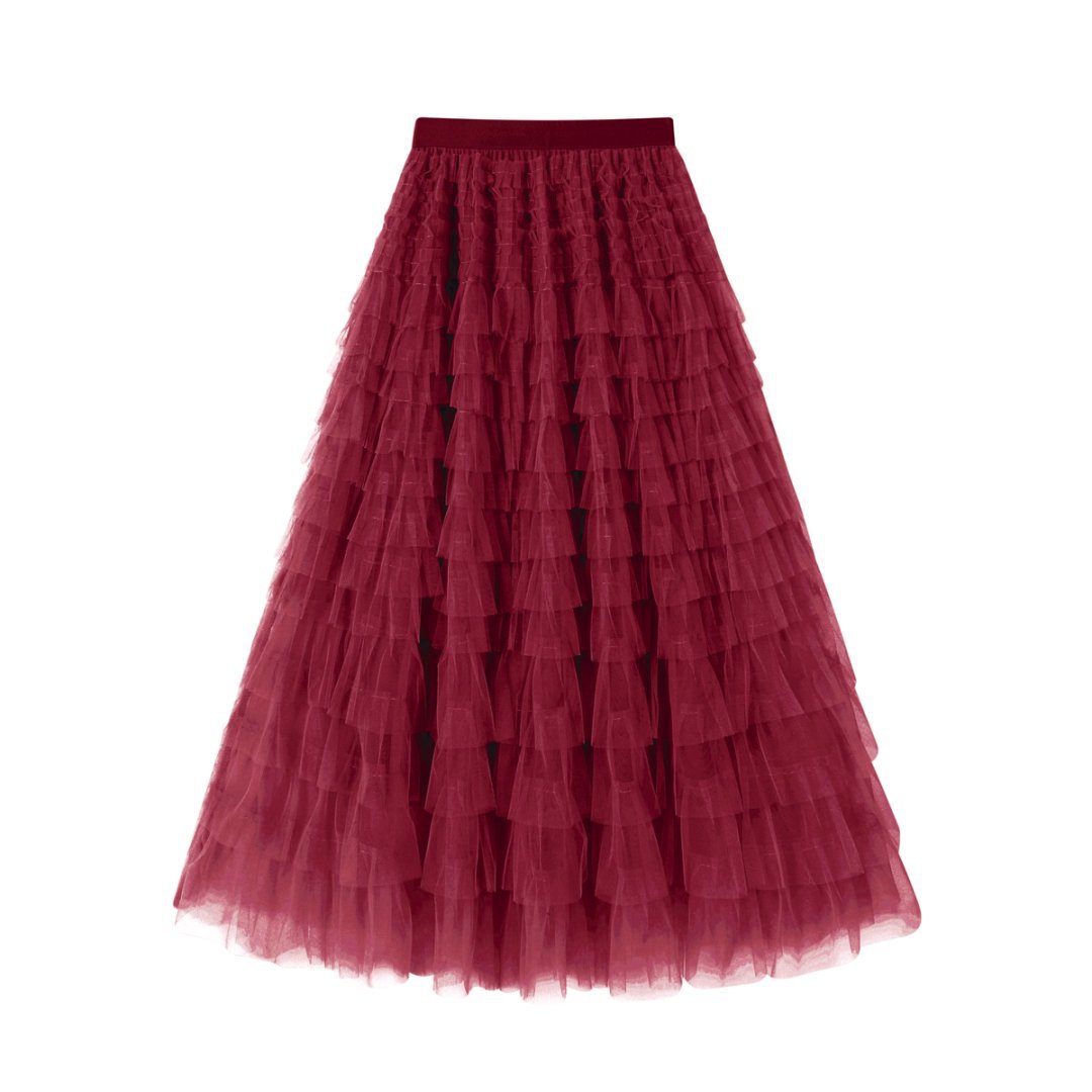 Flowy Gelaagde Mesh Midi Rok